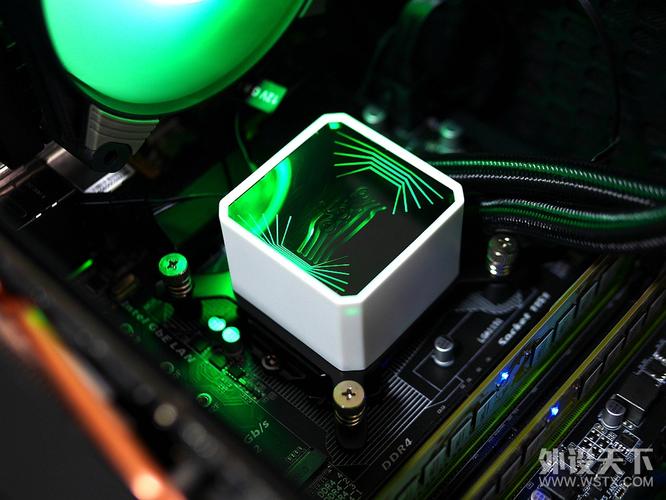 Detailed view of CPU liquid cooler components