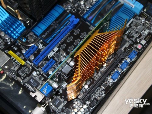 Computer hardware component with golden accents