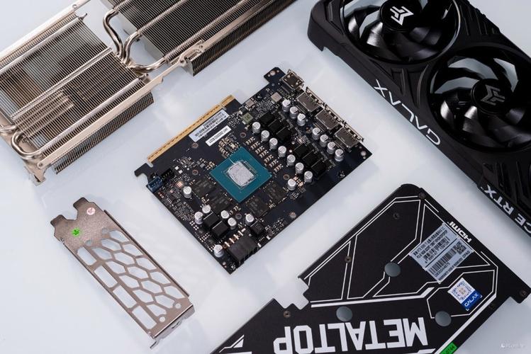 Close-up of GPU cooling system with fans and heat pipes