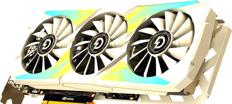 电脑主机内部白色显卡安装视图