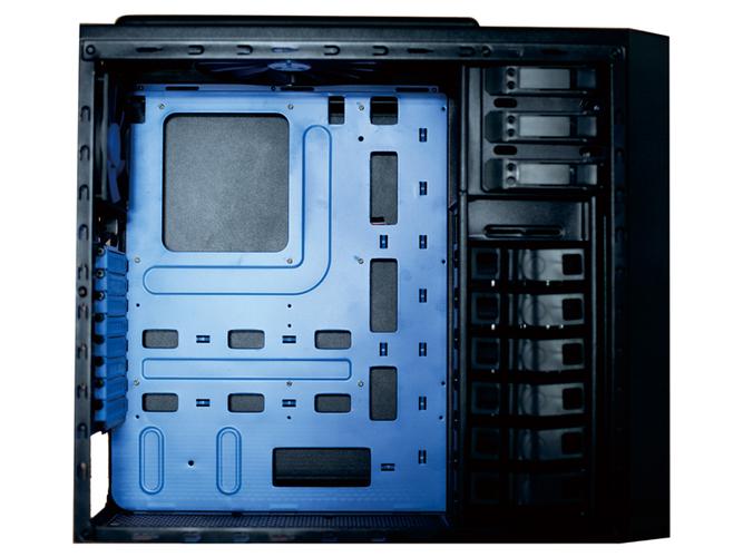 PC case front panel with logo and ports