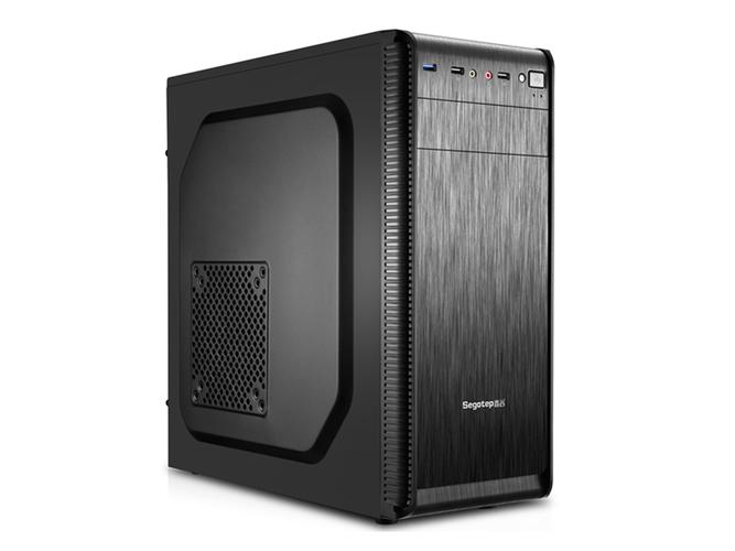 Modern black computer case side profile