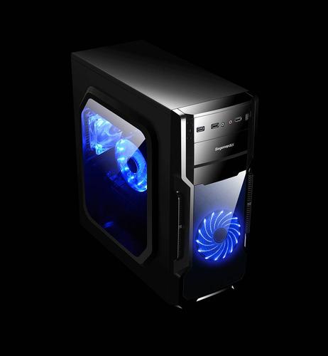 Black computer case internal view showing expansion slots