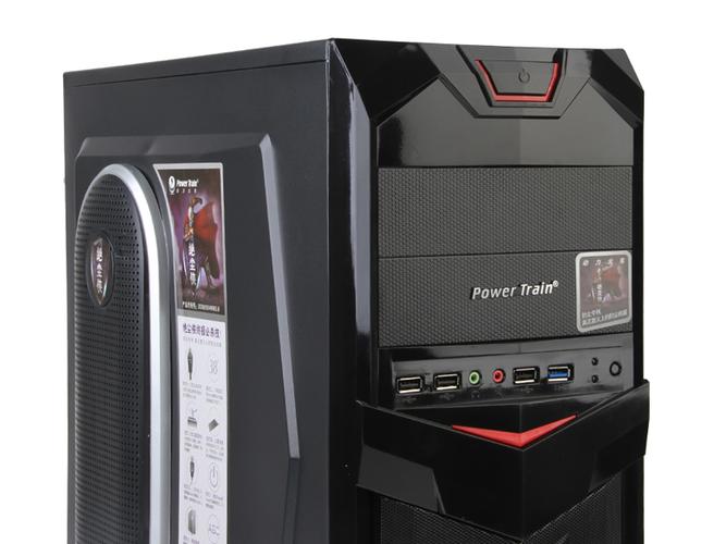 Open computer case revealing core specifications layout