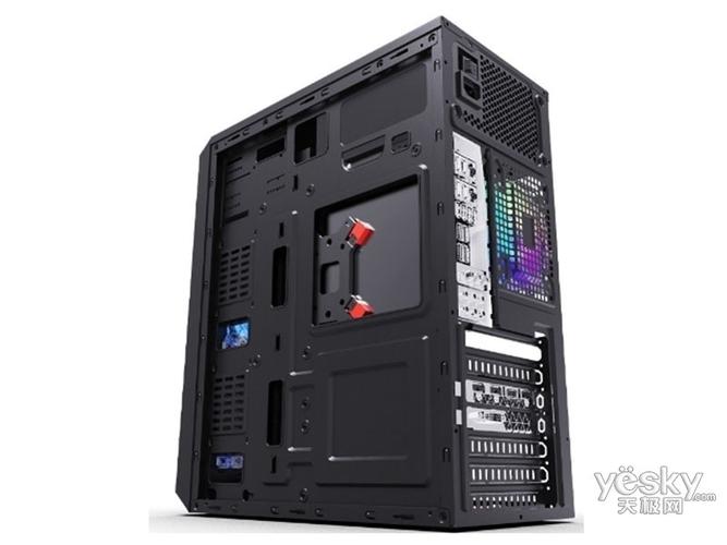 PC case with components inside showing specs