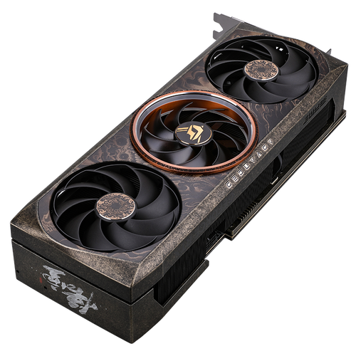 High-end graphics card with multiple fans and RGB lighting