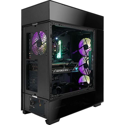 PC tower with motherboard and storage bays
