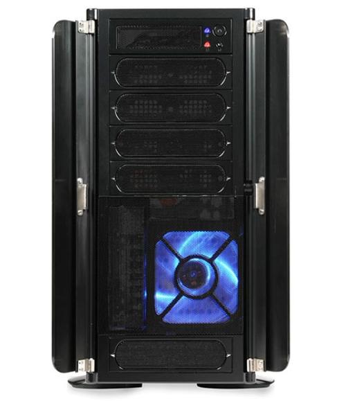 Full tower case with multiple components installed