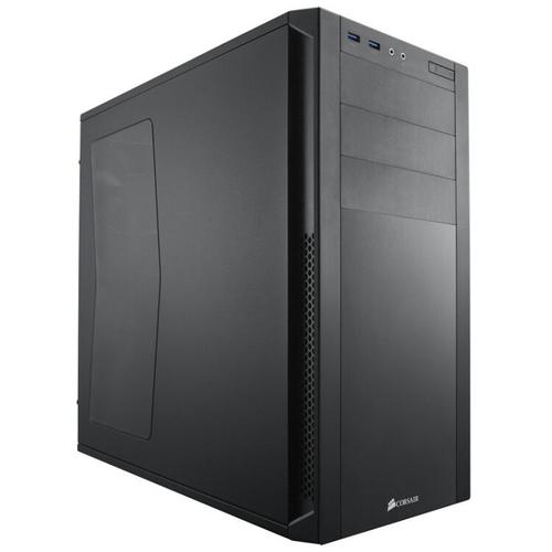 Empty black computer case interior