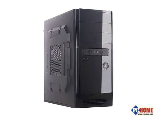 Modern black computer tower with minimalist design
