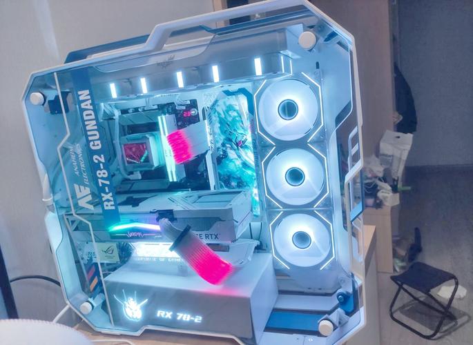 Open PC case hardware assembly