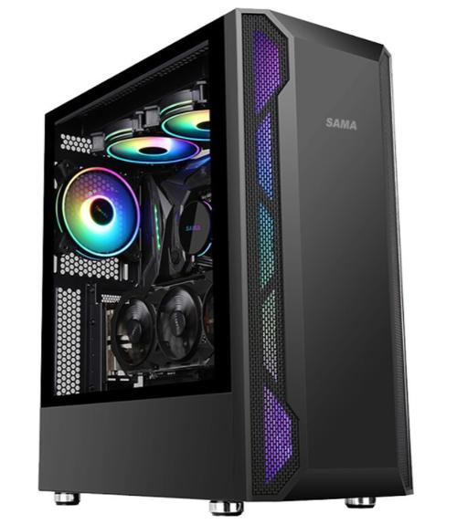 Gaming PC case with components