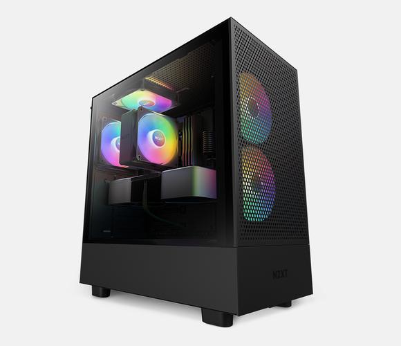 Modern black PC tower with glass panels and RGB