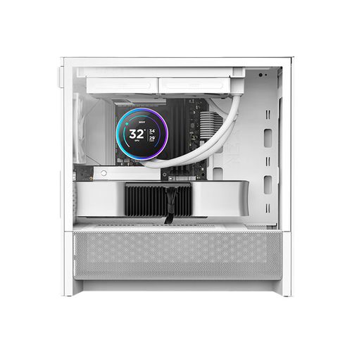 NZXT style PC case showing front mesh and RGB fans