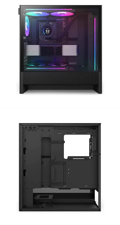 PC case interior with cooling fans and thermal setup