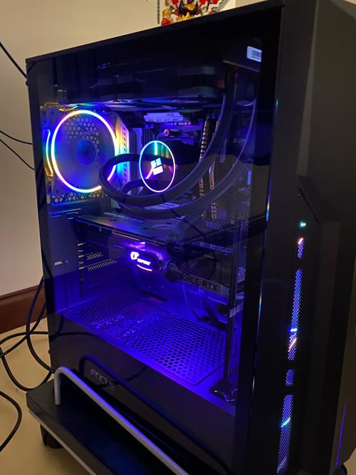 Modern black computer tower with glass panels