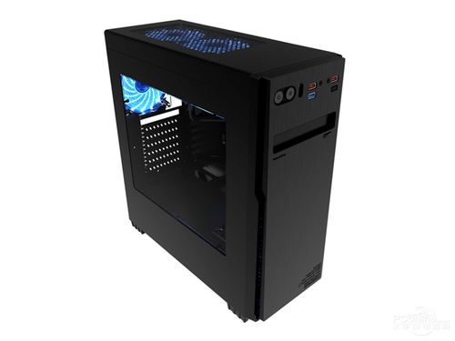 Empty black computer case interior view