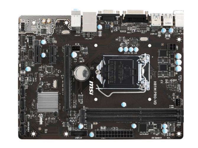 Micro ATX 主板外观俯视图