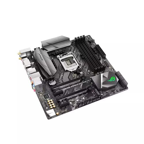 Computer motherboard with wires and components