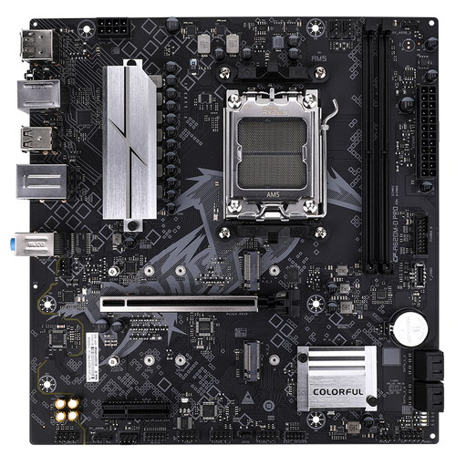 Computer motherboard colorful components