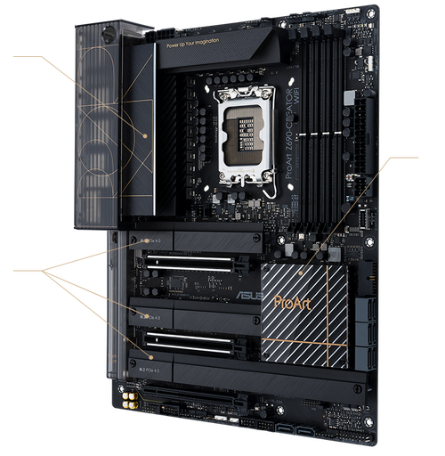 High-end motherboard CPU socket and chipset view