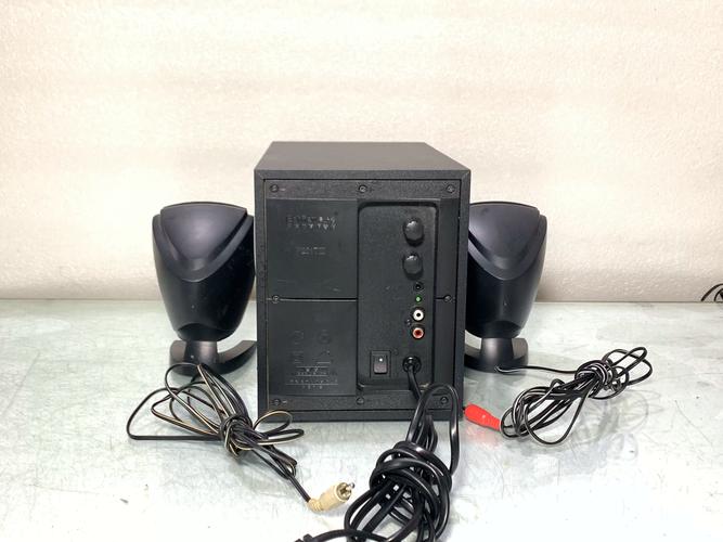 Modern audio speakers close-up view