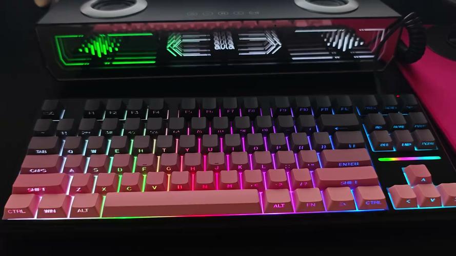 desktop setup with mechanical keyboard