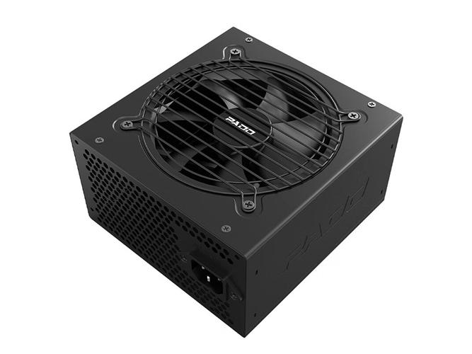 Black computer power supply unit with cables