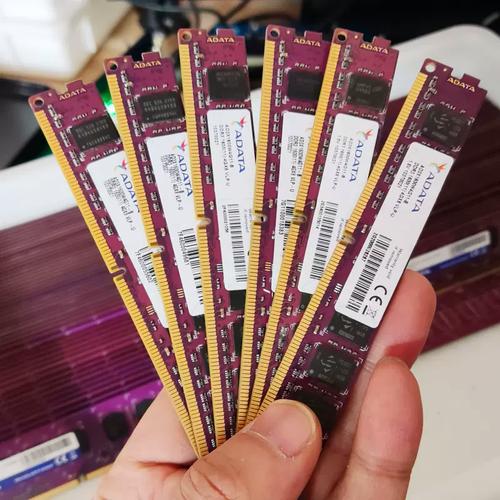 Computer RAM stick gold contacts detail