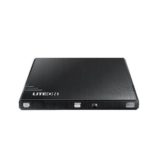 Person using external optical drive with laptop