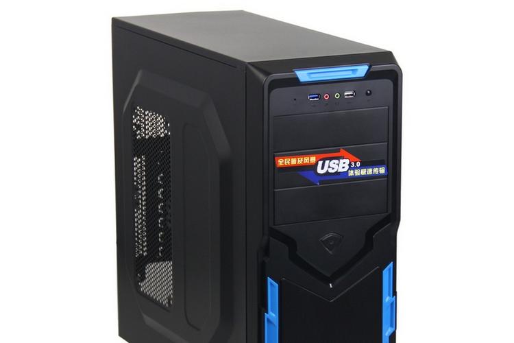 Modern black computer tower exterior view