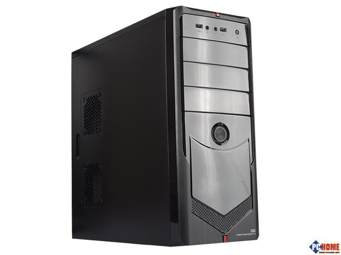 Black computer tower exterior view