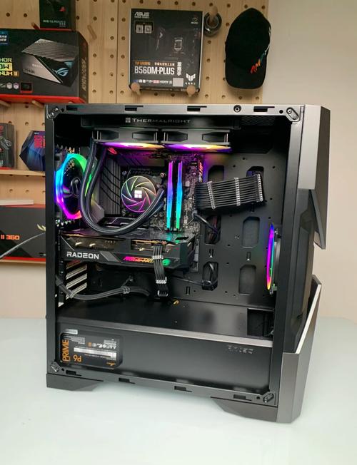 Close-up of PC case front panel with RGB fan