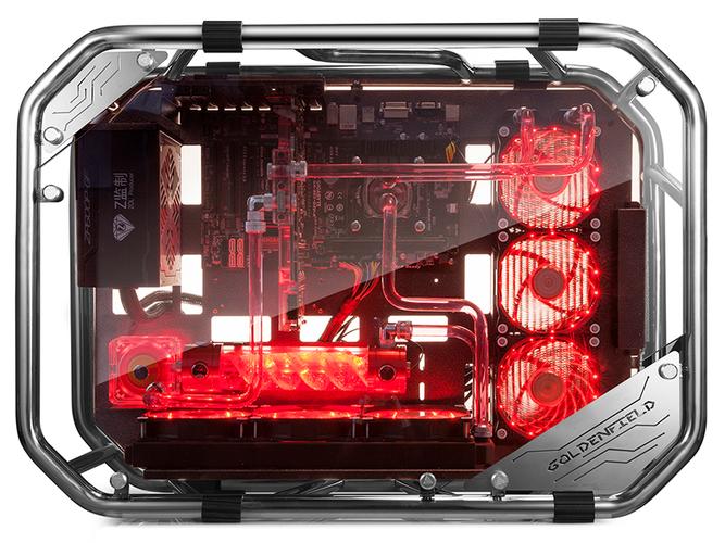 黑色全钢PC机箱外观正面视图