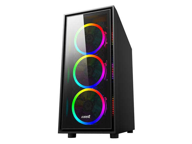 现代黑色玻璃侧透PC机箱外观