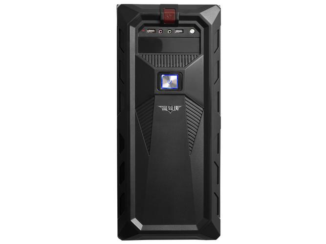 Modern black computer tower with glass panels