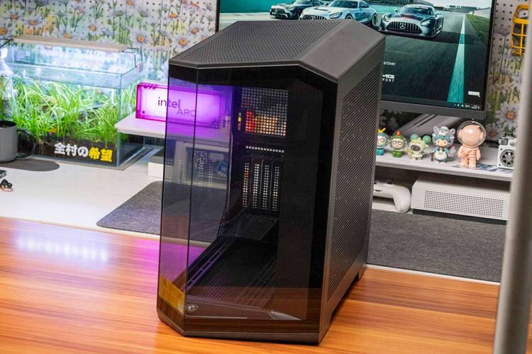 Gaming PC setup with RGB lighting
