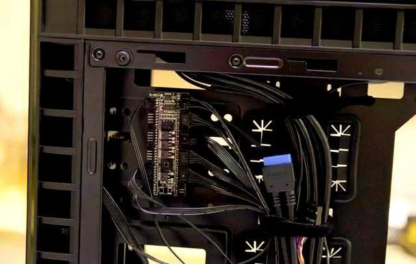 Modern black computer tower with glass panels