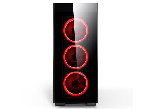 PC case interior with fan