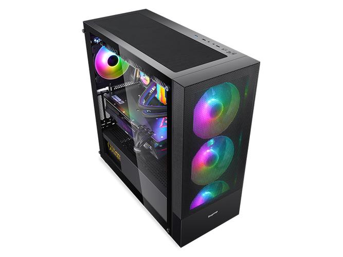Gaming PC case with glass side panel