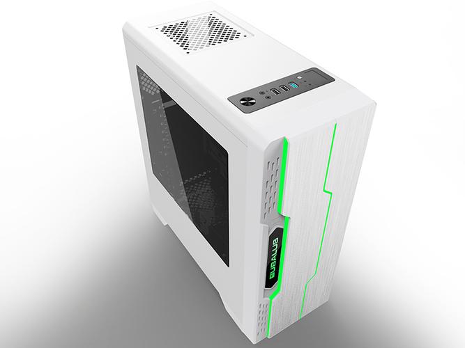 Gaming PC case with tempered glass side panel