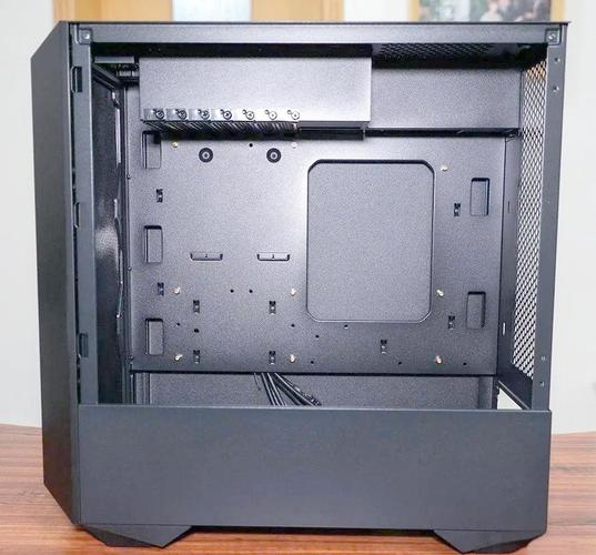 Black computer case on desk