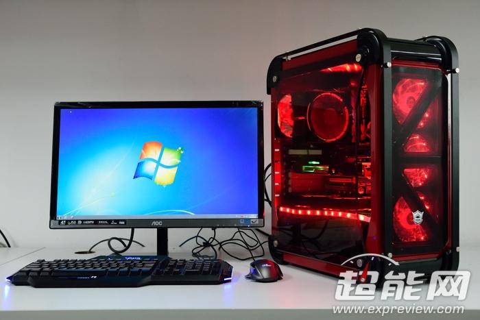 Illuminated gaming PC components inside case