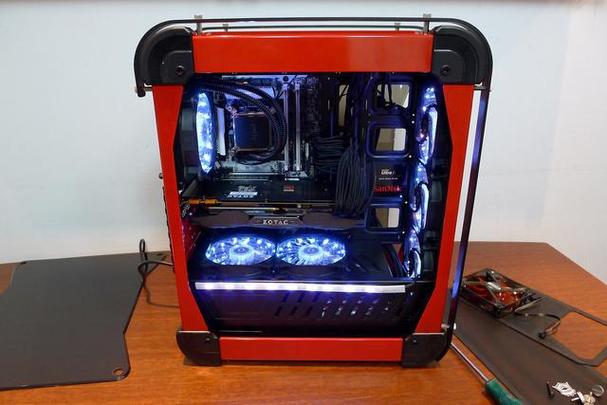 Modern gaming PC case with RGB display and lighting