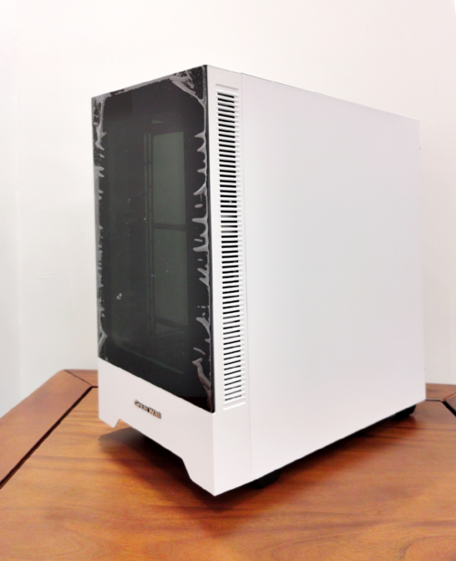 Black PC case front panel with USB ports