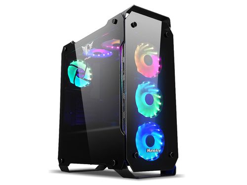 Modern mid-tower PC case black design with RGB lighting
