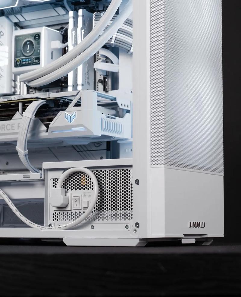 Close-up of PC case with active cooling fans and lights