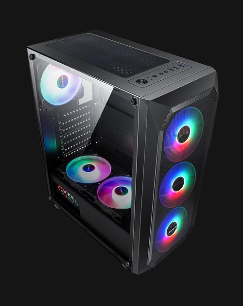 Close-up of PC case RGB lighting