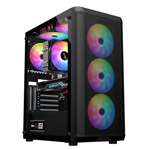 High performance PC build inside glass case