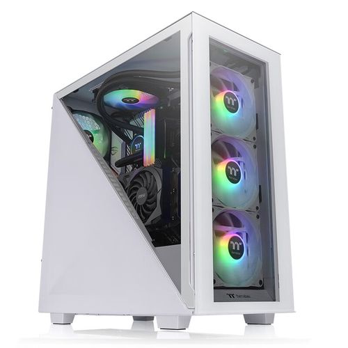 Complete PC build with mid tower case on desk